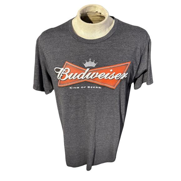 Budweiser Bowtie Logo T-Shirt 2XL Gray Heather King of Beers Graphic Tee - Picture 1 of 7